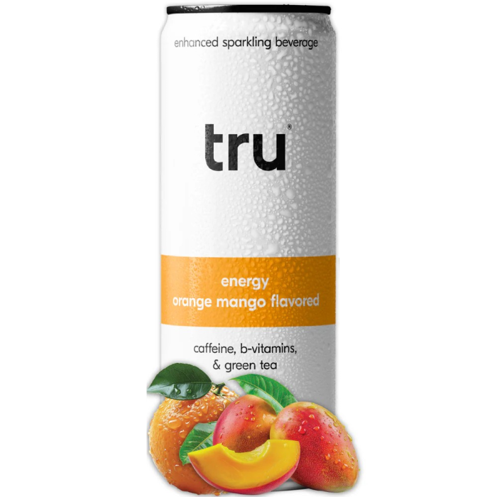 Tru Orange Mango Energy Sparkling Drink - Front view