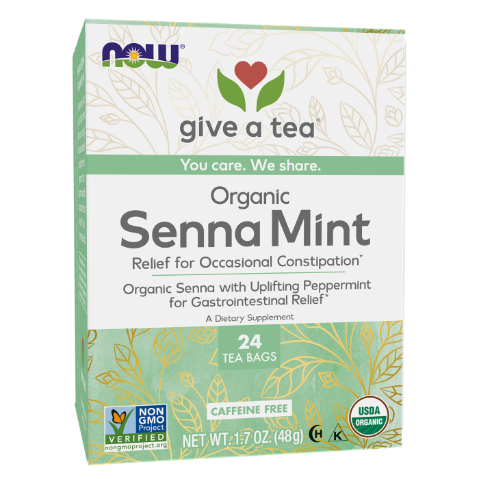 NOW Foods Senna Mint Tea, Organic - 24 Tea Bags
