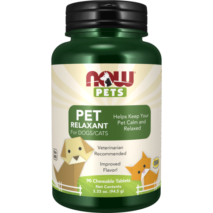 NOW Foods Pet Relaxant - 90 Chewable Tablets for Dogs & Cats