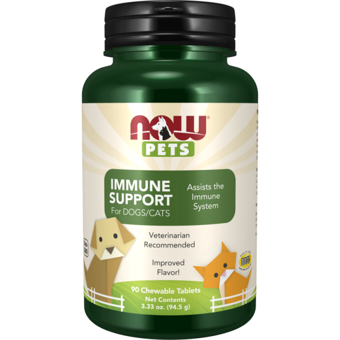 NOW Foods Immune Support - 90 Chewable Tablets for Dogs & Cats