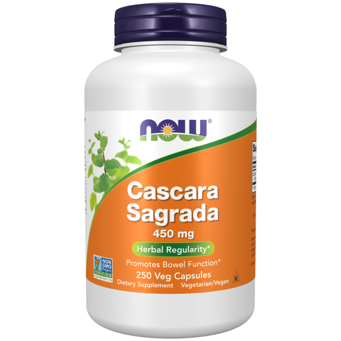 NOW Foods Cascara Sagrada 450 mg - 250 Veg Capsules