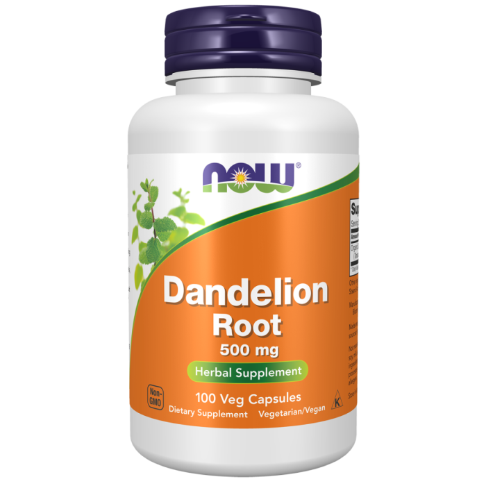 NOW Foods Dandelion Root 500 mg - 100 Veg Capsules