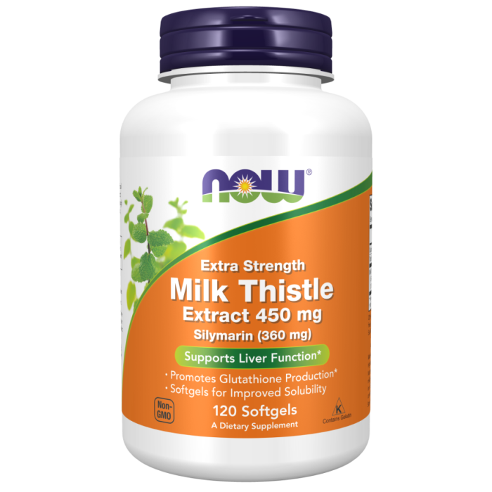NOW Foods Milk Thistle Extract, Extra Strength 450 mg - 120 Softgels