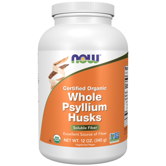 NOW Foods Psyllium Husks Whole, Organic - 12 oz.