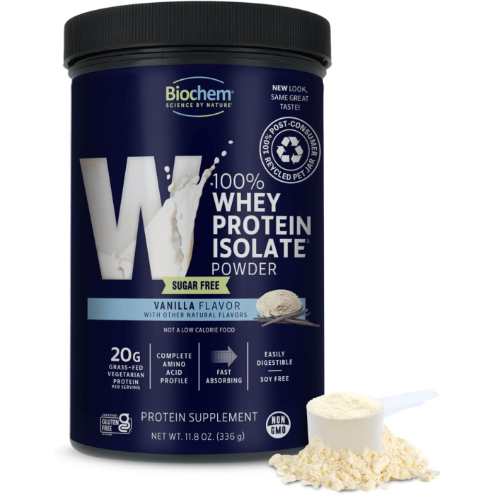 BioChem Sugar-Free Vanilla 100% Whey Isolate Protein, 11.8 oz.