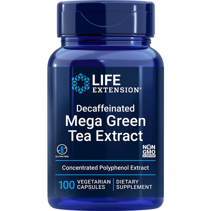 Life Extension Decaffeinated Mega Green Tea Extract, 100 Capsules