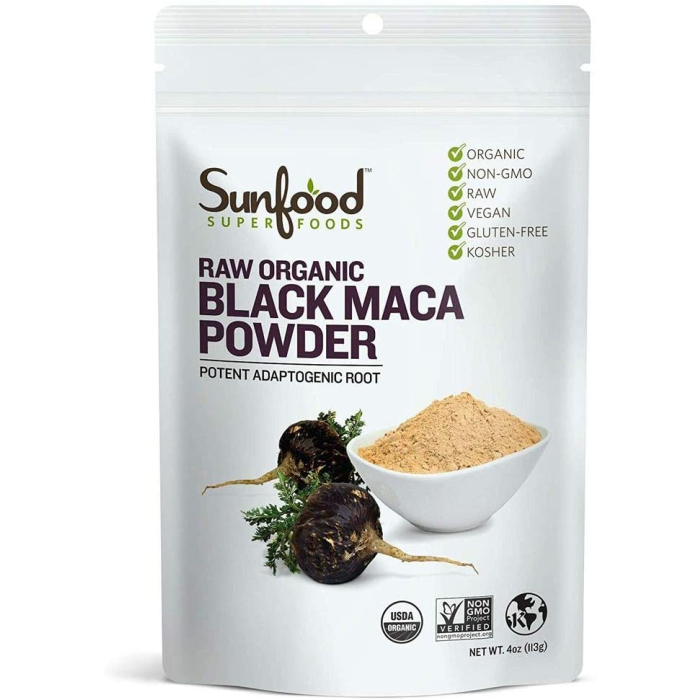 Sunfood Raw Organic Black Maca Powder, 4 oz.