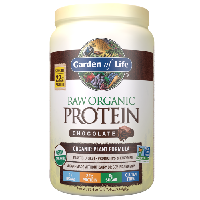 Garden of Life RAW Organic Protein Powder, Chocolate Cacao Flavor, 23.4 oz.