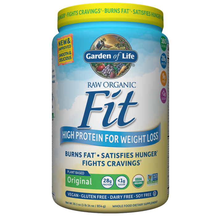 Garden of Life RAW Organic Fit Protein Powder, Original Flavor, 30.1 oz.