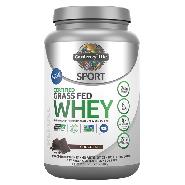 Garden of Life SPORT Certified Grass Fed Whey, Chocolate Flavor, 23.7 oz.
