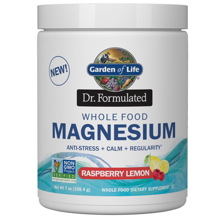 Garden of Life Dr. Formulated Whole Food Magnesium Powder, Raspberry Lemon Flavor, 7 oz.
