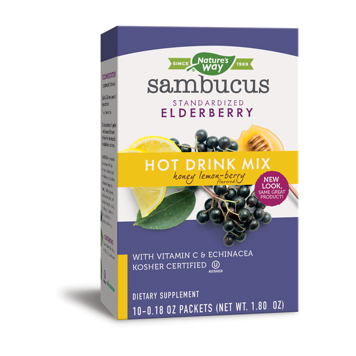 Nature's Way Sambucus Honey Lemon-Berry Hot Drink Mix, 10 Packets