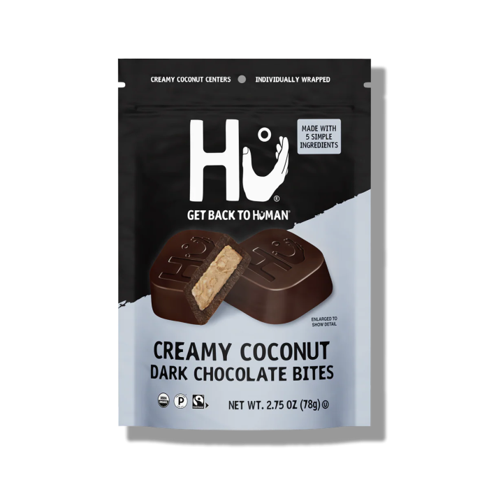 Hu Kitchen Creamy Coconut Dark Chocolate Bites - Front view