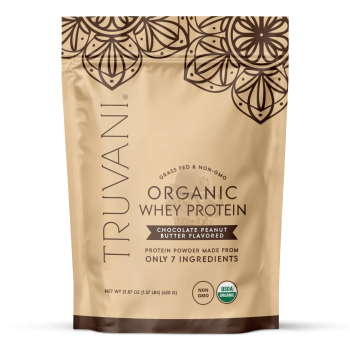 Truvani Organic Whey Protein Powder Chocolate Peanut Butter - Front view