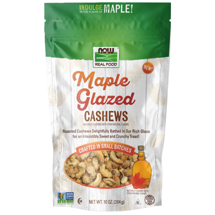 NOW Foods Cashews, Maple Glazed - 10 oz.