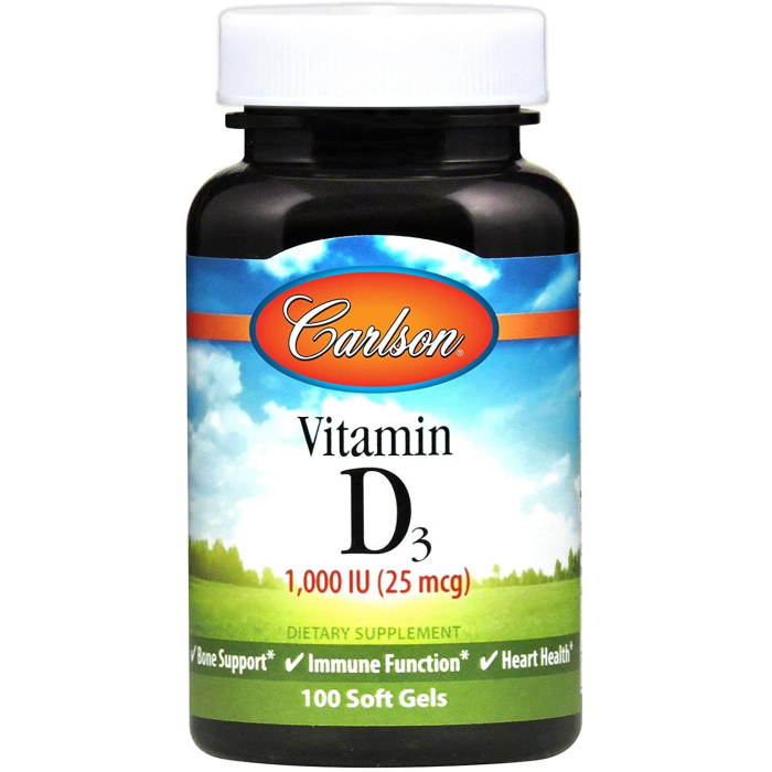 Carlson Vitamin D3 1,000 IU, 100 Softgels