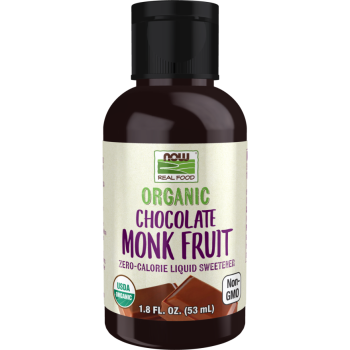 NOW Foods Monk Fruit Chocolate Liquid, Organic - 1.8 fl. oz.