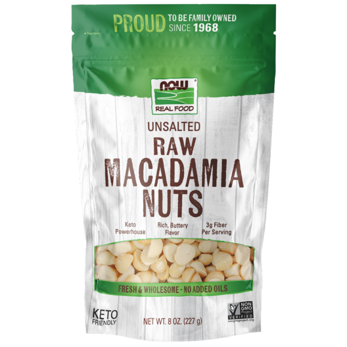 NOW Foods Macadamia Nuts, Raw & Unsalted - 8 oz.