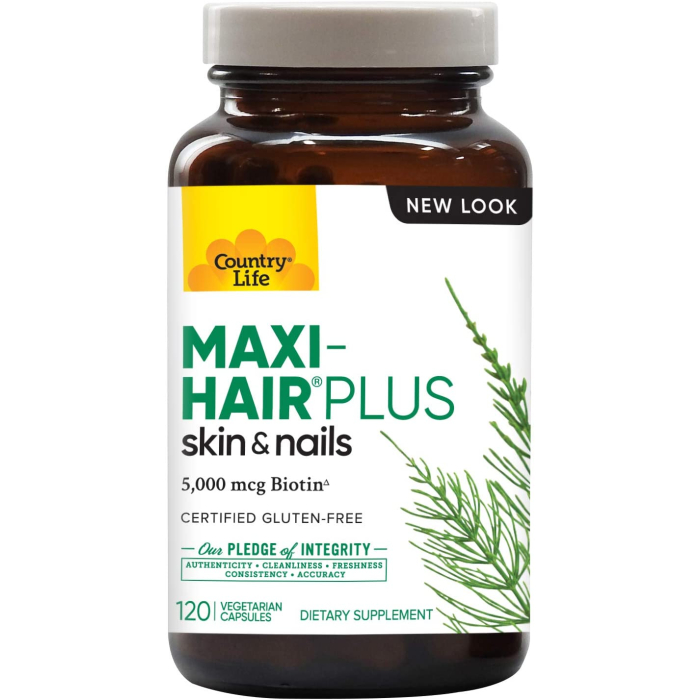 Country Life Maxi Hair Plus Biotin, 120 Vegetarian Capsules