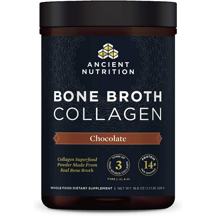Ancient Nutrition Bone Broth Collagen, Chocolate Flavor, 18.6 oz.