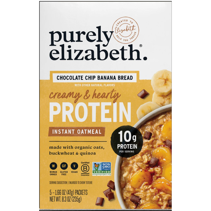 Purely Elizabeth Chocolate Chip Banana Bread Instant Oatmeal - Front view