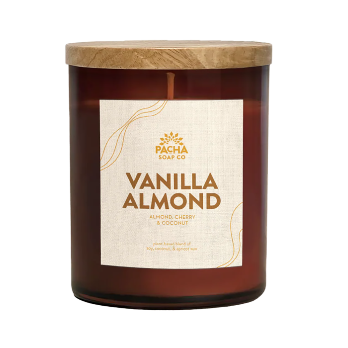 Pacha Soap Co. Vanilla Almond Candle - Front view