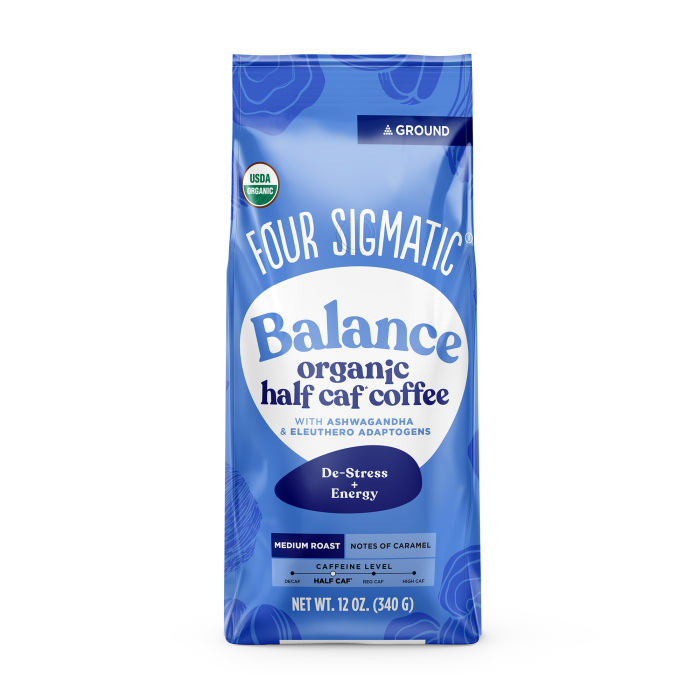 Four Sigmatic Balance Half Caf Ground Coffee, 12 oz.