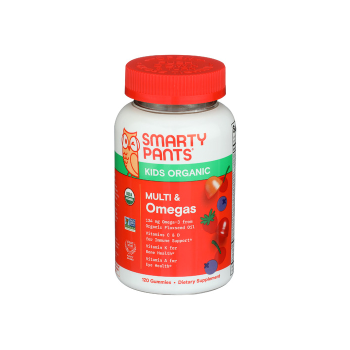 SmartyPants Organic Kids Formula with Omegas, 120 Veggie Gummies