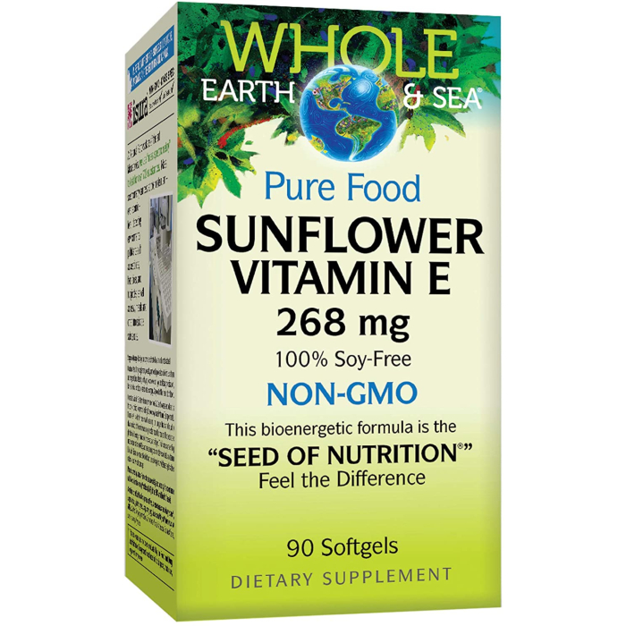 Natural Factors Whole Earth & Sea, Sunflower Vitamin E, 400IU, 90 Softgels