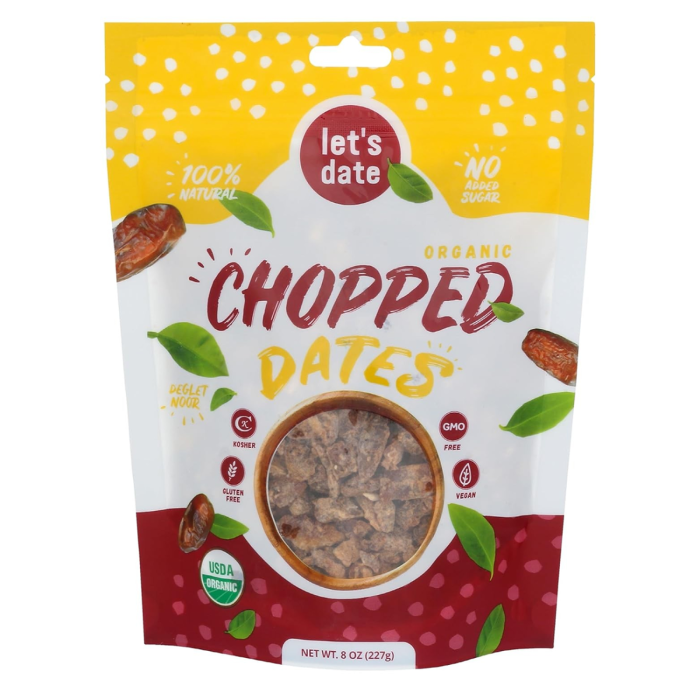 Let's Date Organic Chopped Dates - Front view