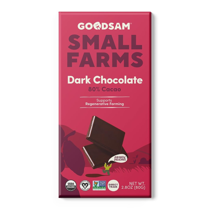GoodSam 80% Dark Chocolate Bar - Front view