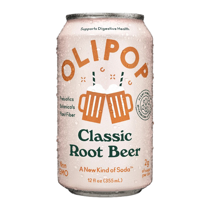 Olipop Classic Root Beer Prebiotic Soda - Front view