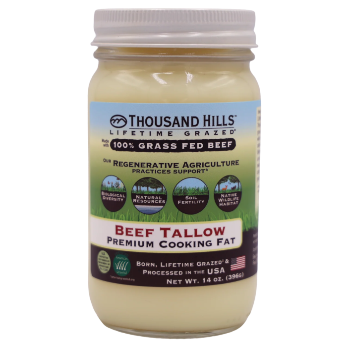Thousand Hills Lifetime Grazed Shelf Stable Beef Tallow - Front view