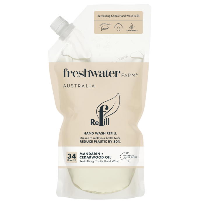 Freshwater Farm Australia Revitalising Mandarin + Cedarwood Oil Hand Wash Refill - Front view
