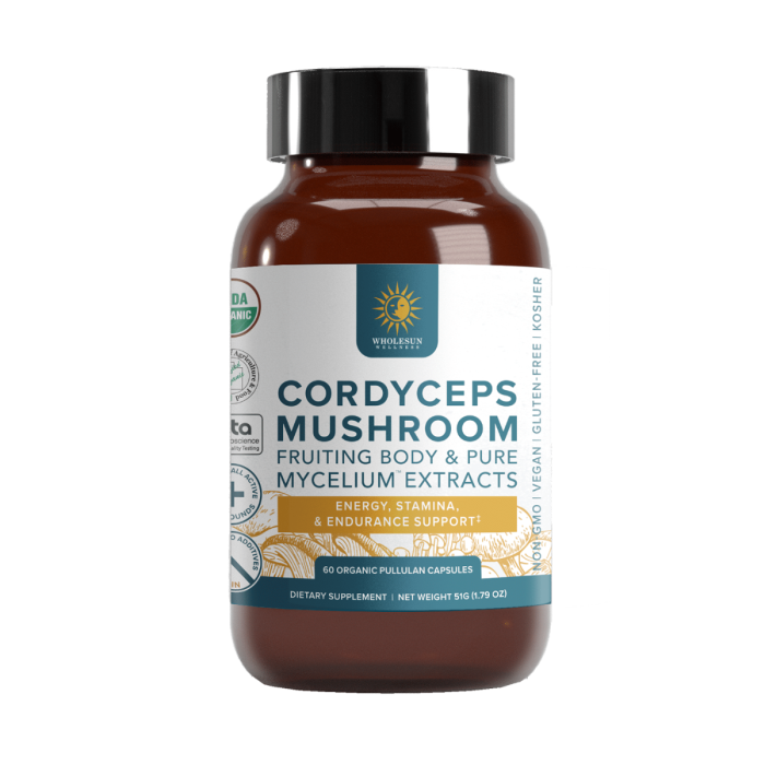 Wholesun Wellness Organic Cordyceps Mushroom - Front view