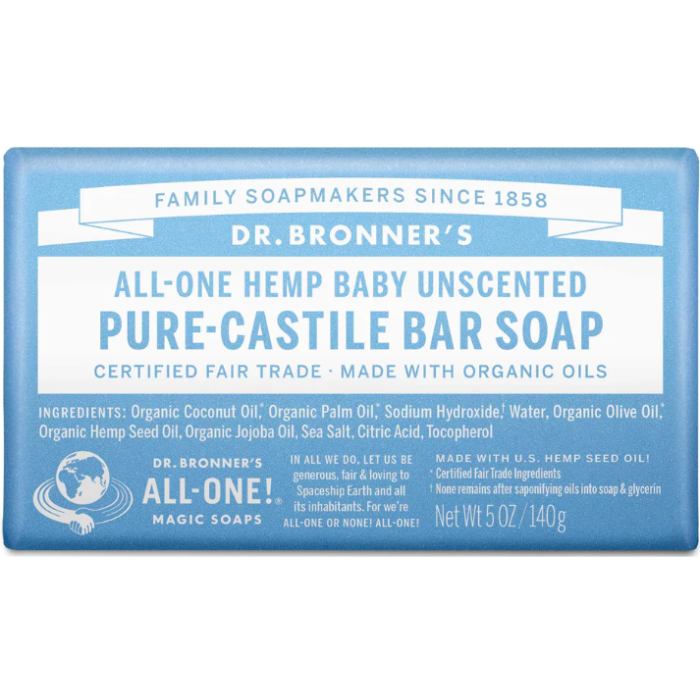 Dr. Bronner's Unscented Castile Bar Soap - Main