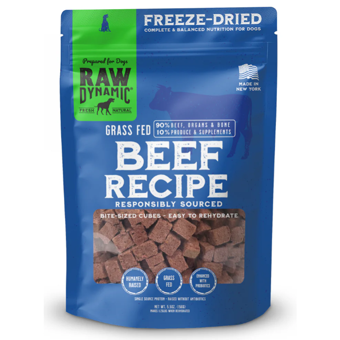 Raw Dynamic Beef Freeze Dried Food for Dogs, 5.5oz.