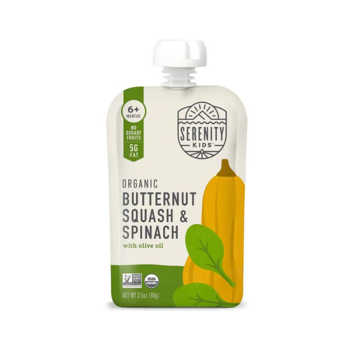 Serenity Kids Organic Butternut Squash and Spinach Baby Food, 3.5 oz.
