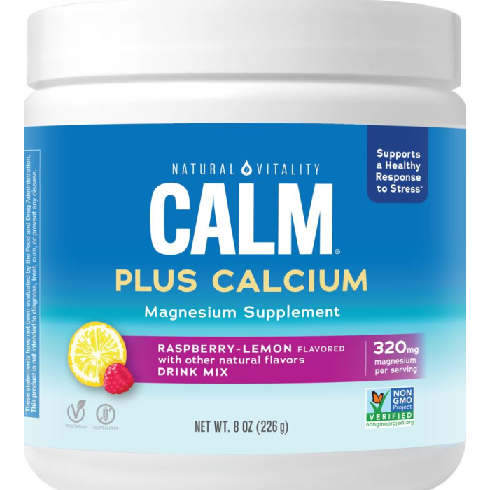 Natural Vitality Calm Plus Calcium Raspberry Lemon Powder, 8 oz.