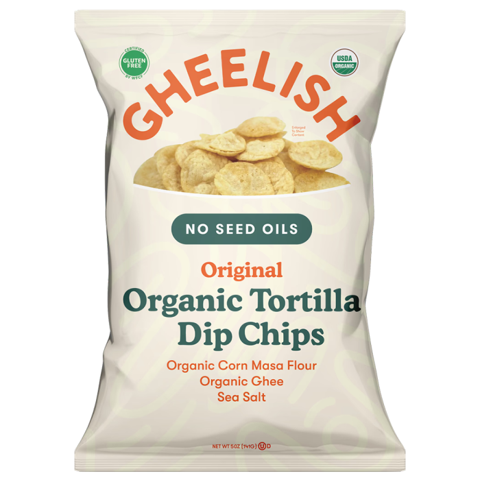 Gheelish Original Organic Tortilla Dip Chips - Front view