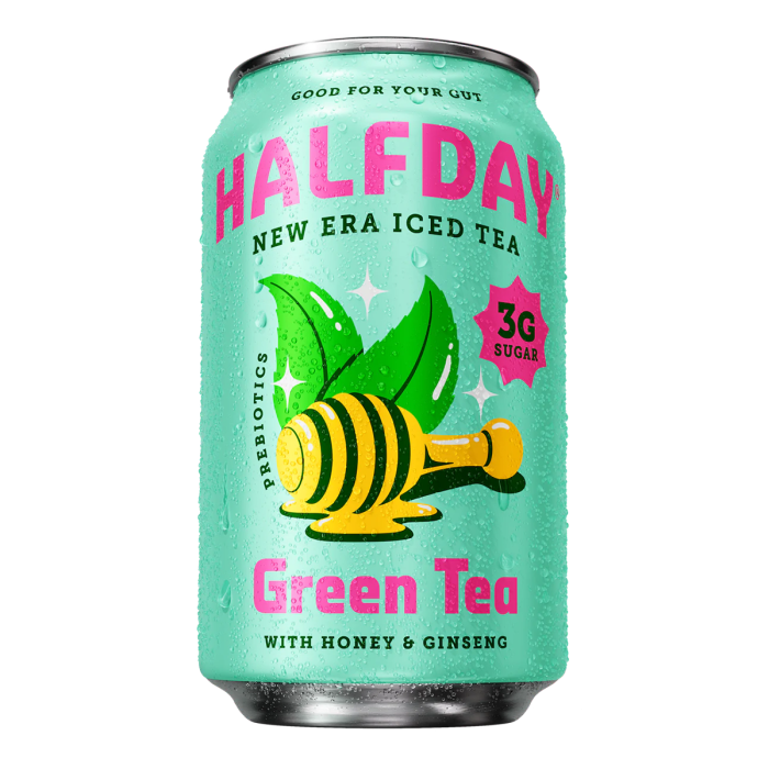 Halfday Iced Tea Prebiotic Green Tea - Front view