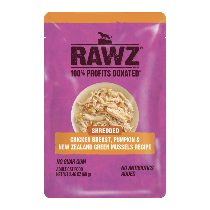 Rawz Chicken Breast and Pumpkin Shredded Pouch for Cat - Front view