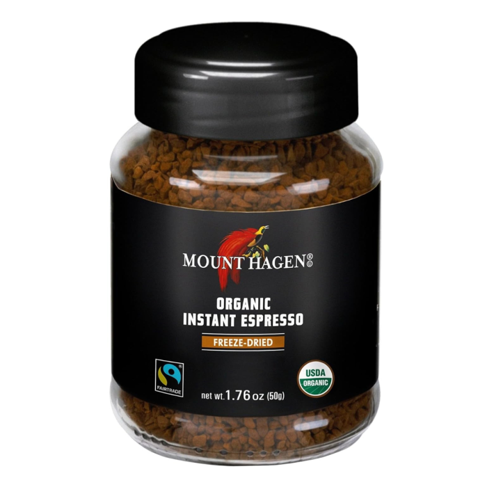 Mount Hagen Freeze Dried Organic Instant Espresso Coffee - Front view