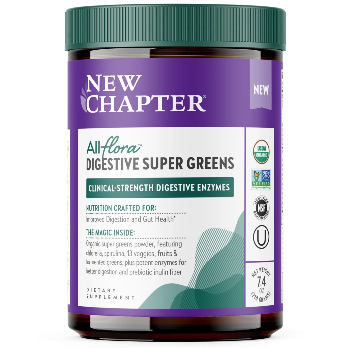 New Chapter All-Flora Digestive Super Greens Powder - Front view