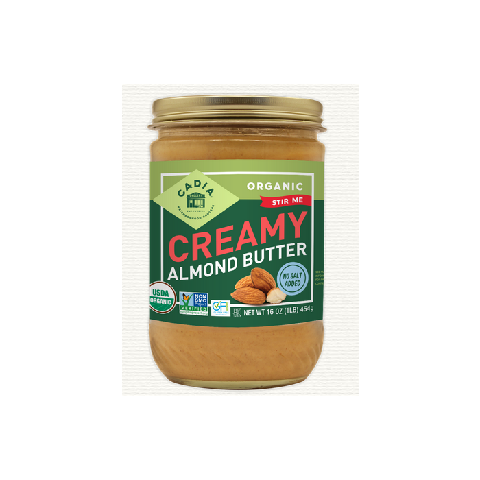 Cadia Organic Unsalted Creamy Almond Butter, 16 oz.