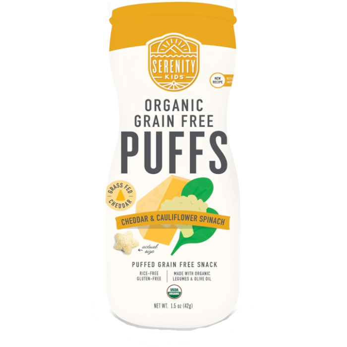 Serenity Kids Grain Free Puffs White Cheddar and Cauliflower Spinach - Main