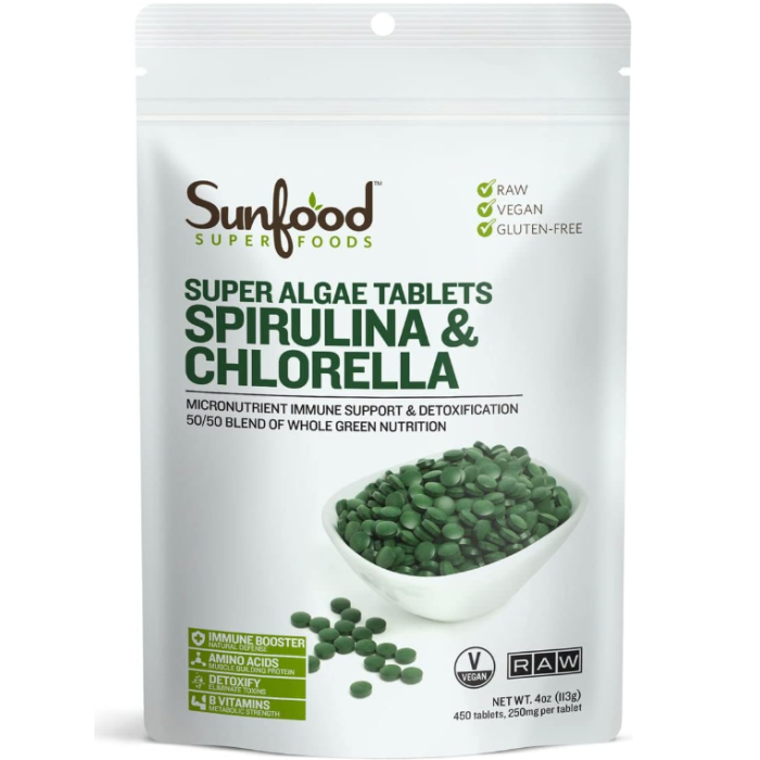 Sunfood Spirulina/Chlorella Tablets, 4 oz.