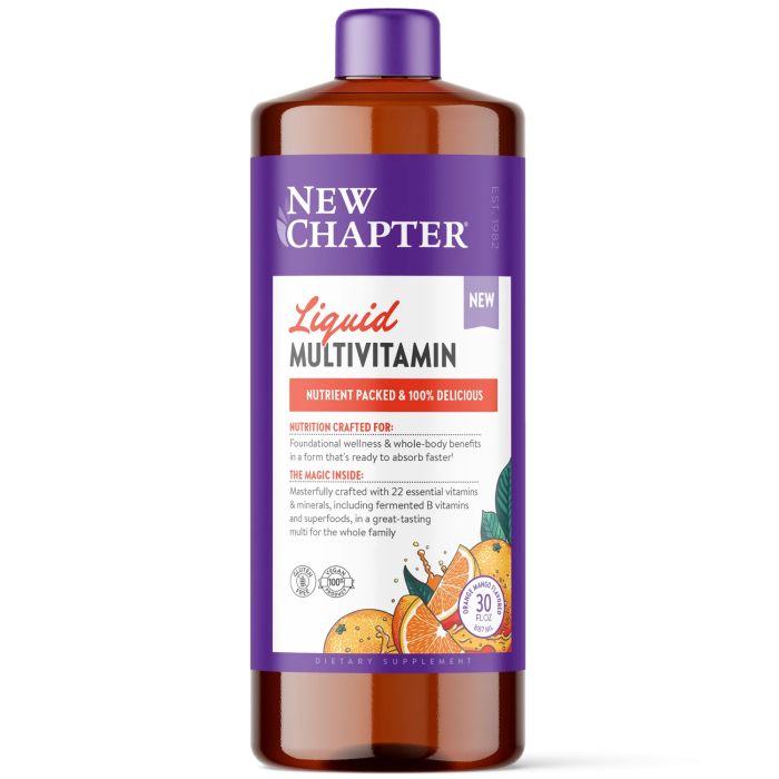 New Chapter Liquid Multivitamin Orange Mango - Front view