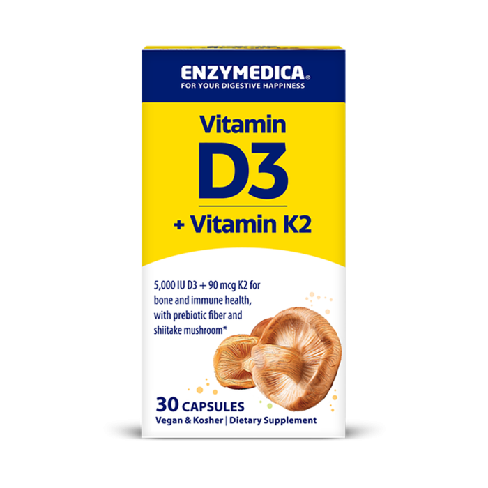 Enzymedica Vitamin D3 + K2 - Front view