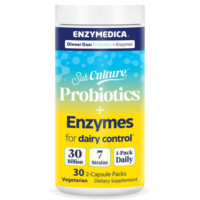 Enzymedica SubCulture Probiotic + Enzymes for Dairy Control - Front view